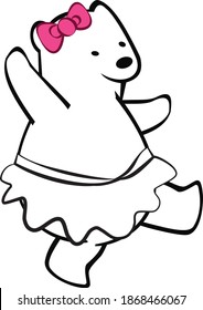 A cute polar bear ballerina dance in studio