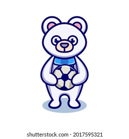 cute polar bear cartoon animal holding a ball