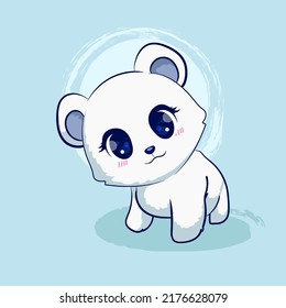 Cute polar bear cartoon illustration
