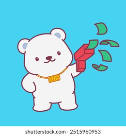 Cute Polar Bear Cartoon Illustration Vector