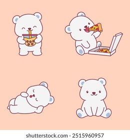 Cute Polar Bear Cartoon Illustration Vector