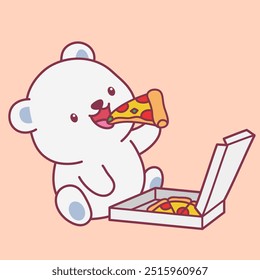 Cute Polar Bear Cartoon Illustration Vector