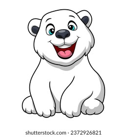 Cute polar bear cartoon on white background