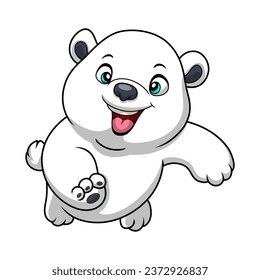 Cute polar bear cartoon on white background