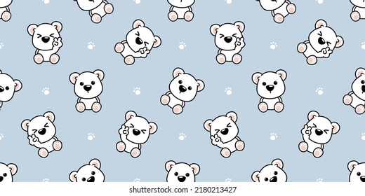 Cute polar bear cartoon seamless pattern, vector illustration