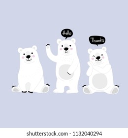 Cute polar bear cartoon vector. Arctic animal character in flat style.