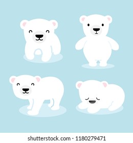 Cute Cartoon Polar Bear Cubs Collection Stock Vector (Royalty Free ...