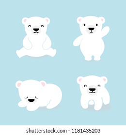 Cute Polar Bear Cartoon. Vector Illustration.