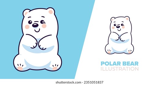 Cute Polar Bear Cartoon: Vector Icon Illustration Showcasing Animal Nature Concept in Flat Cartoon Style