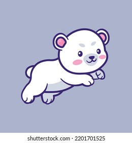 La linda mascota del icono del oso polar está saltando