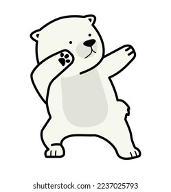 Cute polar Bear dabbing movement icon