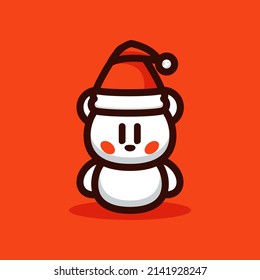 Cute polar bear doll cartoon vector icon illustration 
