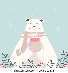 Cute Polar Bear drinking hot cocoa.