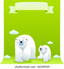 cute polar bear with ECO element.Vector illustration with simple gradients.