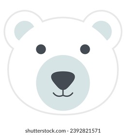 Cute polar bear face animal cartoon icon white background vector illustration.