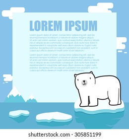 Cute polar bear frame and border design,iceberg arctic