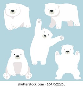 Cute Polar bear funny Cartoon vector set