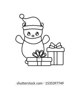 cute polar bear with gift boxes on white background vector illustration design