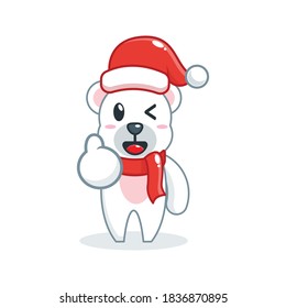 cute polar bear giving a thumbs. christmas vector illustration