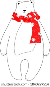 Oso polar lindo. Dibujo manual. Ilustración infantil para postales, afiches, estampados de camisetas. Ilustración vectorial.