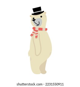 Cute polar bear in a hat