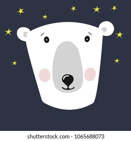 cute polar bear head illustration