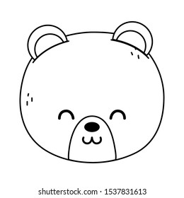 cute polar bear head on white background vector illustration thick line