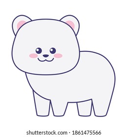 Cute polar bear isolated on a white background. Flat design for poster or t-shirt. Vector illustration