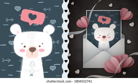 Cute polar bear like - idea for greeting card.