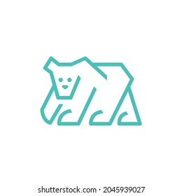 Cute Polar bear Line art logo design
