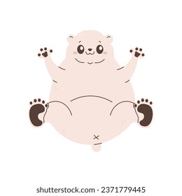 A cute polar polar polar bear lying on his back, character.