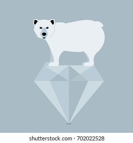 Cute Polar bear  on diamond