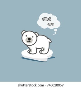 Cute polar bear on ice floe.
