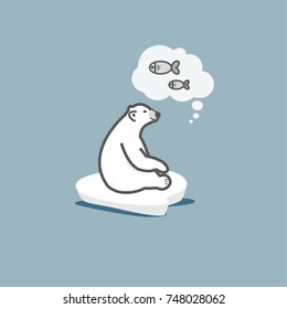 Cute polar bear on ice floe.
