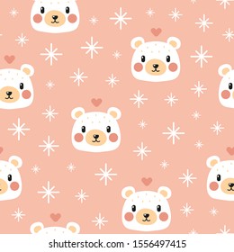 Cute polar bear pattern on pink background. Great for wallpaper, web background, wrapping paper, fabric, packaging, greeting cards, invitations and more.