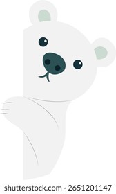 Cute Polar Bear Peeking Corner Cartoon, happy International Polar Bear Day