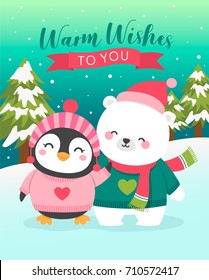 Cute Polar Bear Penguin Cartoon Illustration Stock Vector (Royalty Free ...