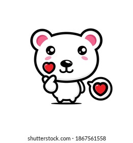 cute polar bear posing finger love