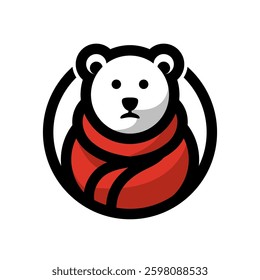 Cute polar bear in red