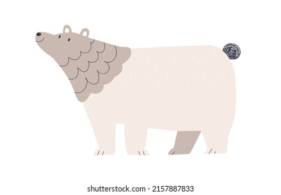 Cute polar bear in Scandinavian style. North Pole animal, adorable amusing funny happy baby character. Childish nordic Scandi flat vector illustration isolated on white background