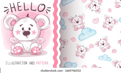 Cute polar bear - seamless pattern