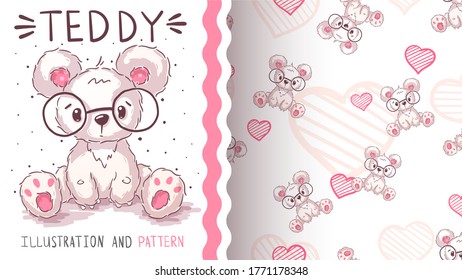 Cute polar bear - seamless pattern