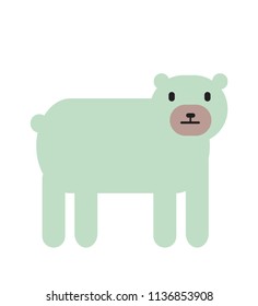 Cute polar bear, simple style. Flat vector illustration. Isolated on white background.