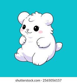 Cute Polar Bear Sitting Cartoon Vector Illustration