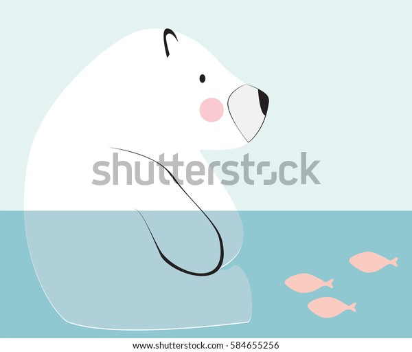 Cute Polar Bear Sitting Down On Stock Vector (Royalty Free) 584655256