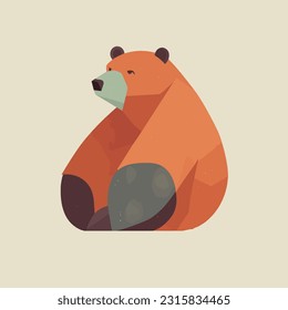 Cute polar bear sitting Flat vector design