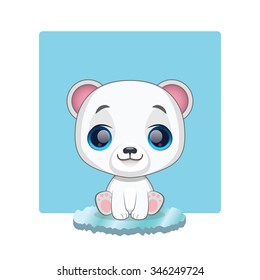 Cute polar bear sitting on ice