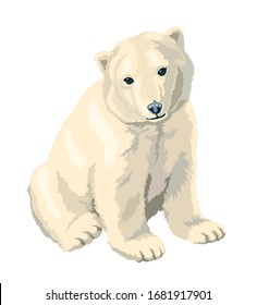 Cute polar bear sitting vector grapich design