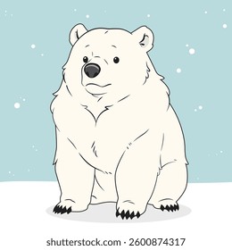 Cute Polar Bear in Snow