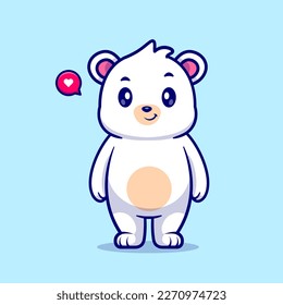 Cute Polar Bear Standing Cartoon Vector Icon Illustration. Animal Nature Icon Concept Isolated Premium Vector. Flat Cartoon Style